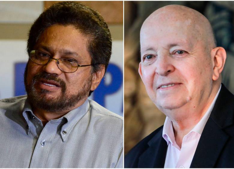 Alias Iván Márquez, cabecilla de la Segunda Marquetalia; y Otty Patiño, comisionado de Paz. FOTOS: Colprensa 