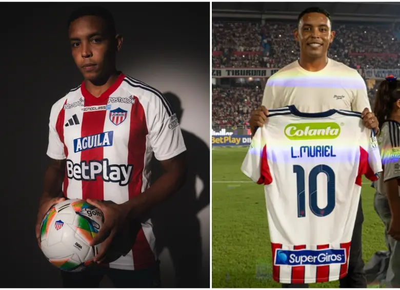 Luis Fernando Muriel durante su presentación oficial en el estadio Metropolitano de Barranquilla. FOTO: Tomada de redes sociales @JuniorClubSA y @luisfmuriel9