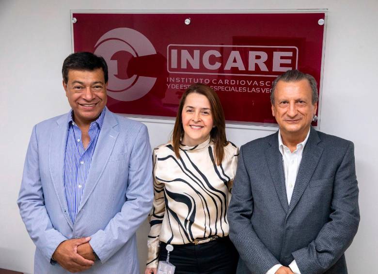 Miguel Alfredo Moncada, cardiólogo hemodinamista y socio; Liliana María Villegas Ocampo, gerente, y Carlos Alberto Uribe, presidente de la Junta Directiva y Socio.