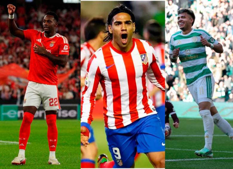 Los delanteros Jhon Jáder Durán y Camilo Durán (en los extremos de la foto), siguen los pasos de Falcao García en el Viejo Continente. Foto: AFP y Getty