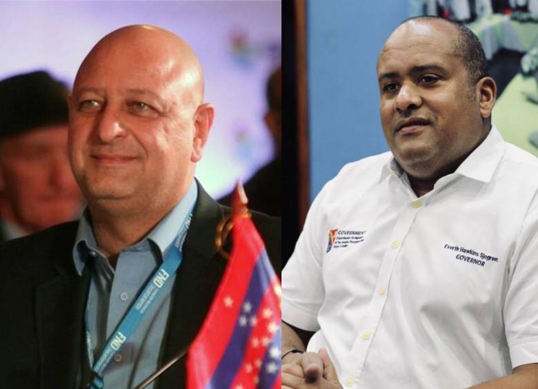 Ronald Housni Jaller y Everth Hawkins Sjogreen, de los gobernadores de ese departamento con más procesos judiciales y disciplinarios en su contra. FOTOS Colprensa y Gobernación de San Andrés