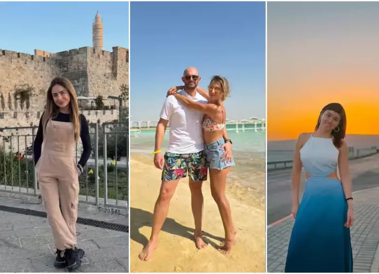 Los influencers en distintas partes de Israel mostrando sus paisajes turisticos. FOTO: Tomada de redes sociales @johannafadul, @kikanieto y @nicodezubiria