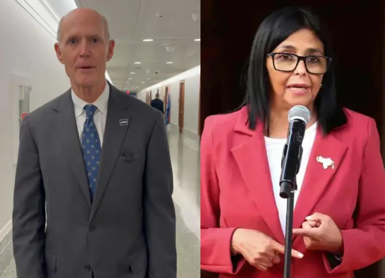 El senador republicano Rick Scott pidió que la ayuda de Estados Unidos a Venezuela sea estrictamente supervisada para evitar que recursos lleguen a Delcy Rodríguez y otros miembros del Gobierno venezolano. FOTO:@SenRickScott vía X, AFP.