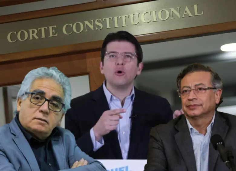 De izquierda a derecha: Augusto Rodríguez, exdirector de la UNP; Miguel Uribe, víctima de magnicidio; y Gustavo Petro, expresidente. Foto: Colprensa