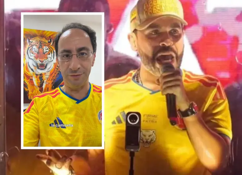 Una jueza de Bogotá decidió emitir una medida cautelar y ordenar al candidato Abelardo de la Espriella y a su partido, Defensores de la Patria, abstenerse de utilizar de manera inmediata la camiseta oficial de la Selección Colombia de Fútbol. FOTO: Captura de video de redes sociales @jmrestrepoa