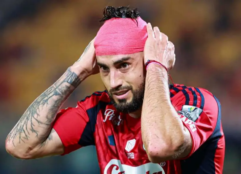 El goleador del DIM, Francisco Fydriszewski, no estará en la titular del rojo por un problema muscular. FOTO: Manuel Saldarriaga