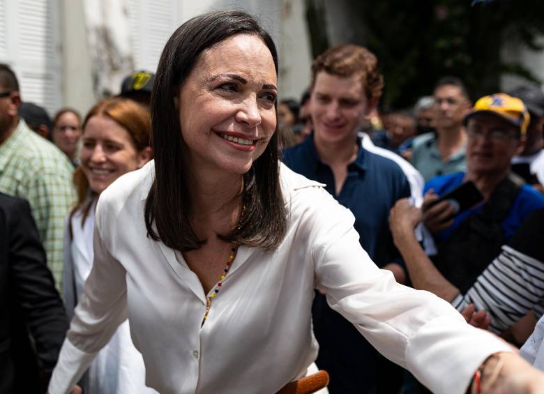 October 22, 2023, Caracas, Distrito Capital, Venezuela: La candidata Maria Corina Machado a su salida del centro de votación de Las Acacias, Caracas. Foto: Europa Press