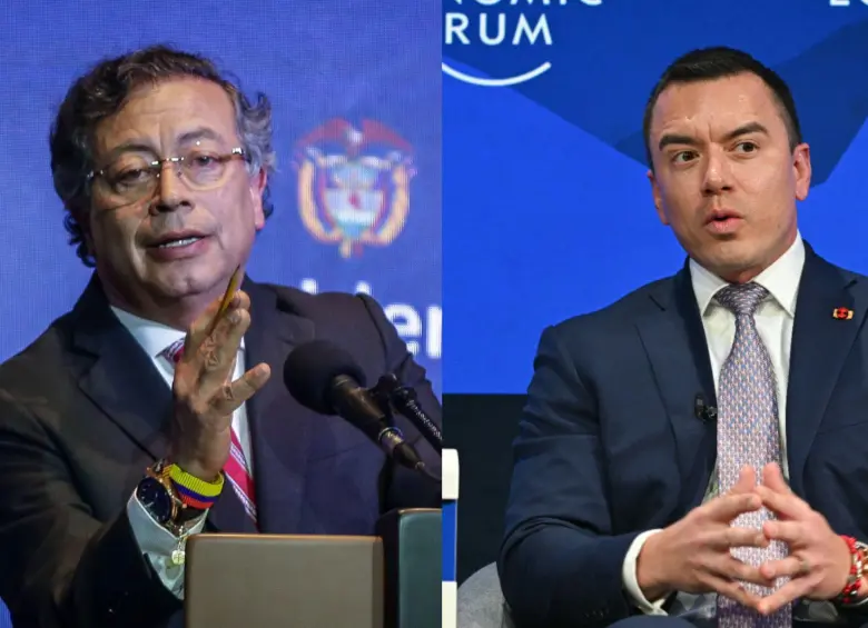 La tensión ente Colombia y Ecuador sigue luego de acusaciones entre Gustavo Petro y Daniel Noboa. Fotos: Colprensa y AFP