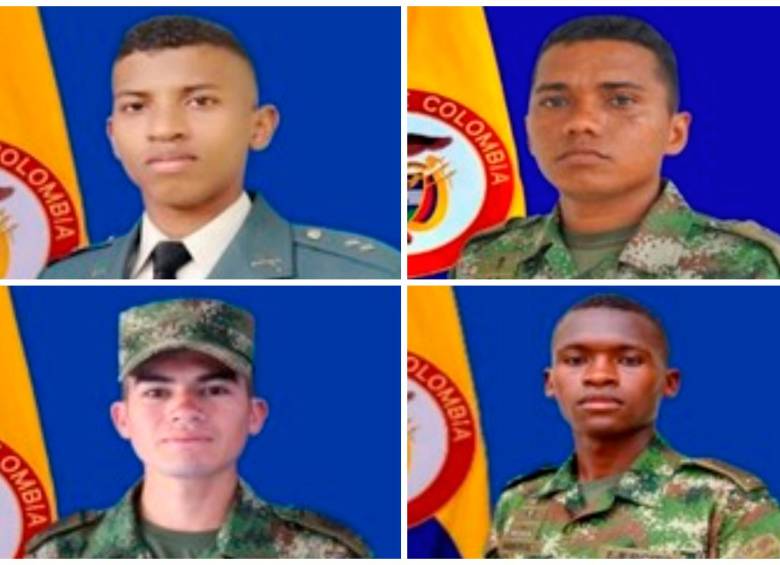 Los militares muertos fueron el teniente José Rafael Martínez y los soldados Juan Carlos Silva, Jean Carlos Yaguara y Jhan Sandoval. FOTO Cortesía 