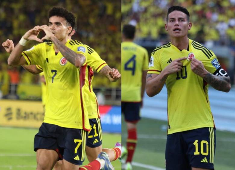 James Rodríguez y Luis Díaz en los ultimos partidos con la Selección Colombia, contra Paraguay y Brasil. FOTO: COLPRENSA