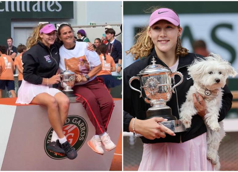 Mirra junto a su madre y su perrito. FOTO: Tomada de redes sociales @rolandgarros