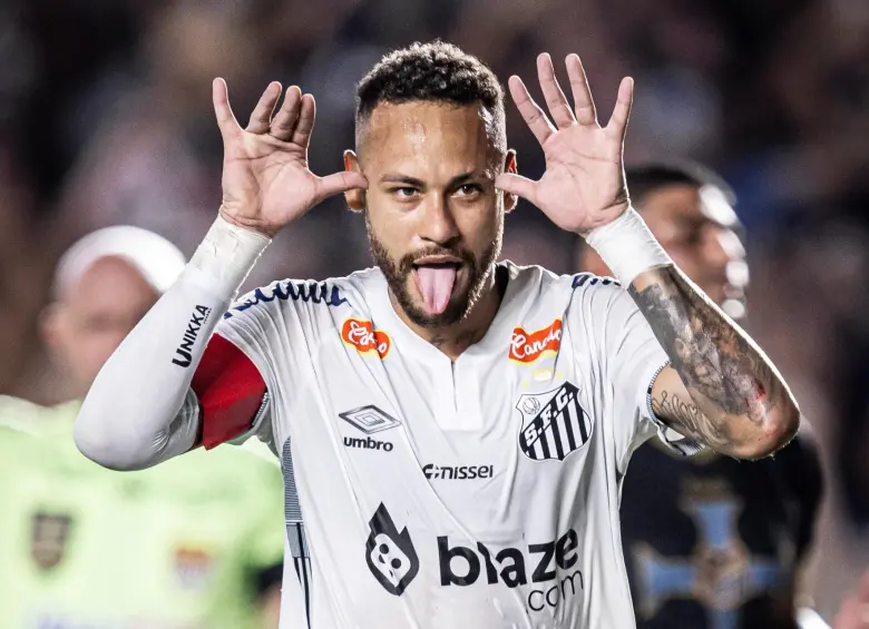 Neymar celebrando un gol tras su regreso a Santos. FOTO: REDES SOCIALES SANTOS