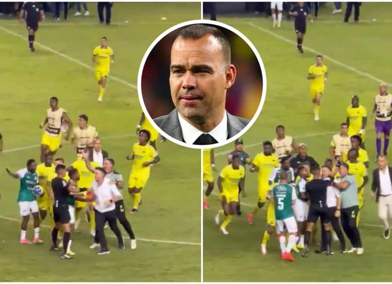 Sin espacio para hablar del 1-1 deportivo, la rueda de prensa pospartido en Palmaseca se transformó en un duro descargo contra el arbitraje y la conducta técnica rival. FOTO: Captura de video de redes sociales y Getty