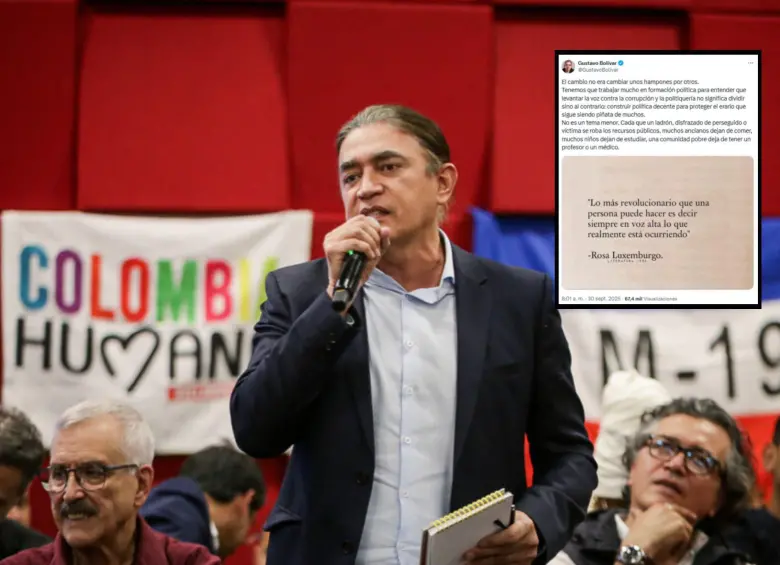 Gustavo Bolívar, cabeza visible del petrismo, ha criticado a Colombia Humana y al Pacto Histórico a la hora de elegir a sus precandidatos de cara a las elecciones del 2026. FOTOS: Colprensa y captura cuenta de X @GustavoBolivar