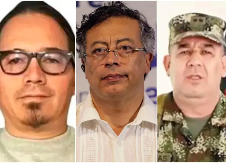 Wilmar Mejía, el presidente Gustavo Petro y el general Juan Miguel Huertas. FOTOS: Cortesía UdeA, Colprensa y redes sociales