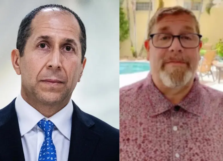 El contador Richard Kahn (izquierda) y su abogado Darren Indyke (derecha) son los custodios del patrimonio del empresario Jeffrey Epstein tras su muerte en 2019. FOTO: Getty Images/redes sociales.