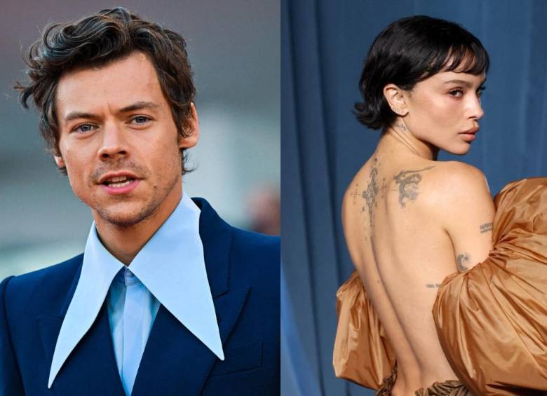 Harry Styles y Zoë Kravitz fueron vistos recientemente juntos en Londres, donde el anillo de la actriz desató rumores de compromiso. FOTO: AFP. 