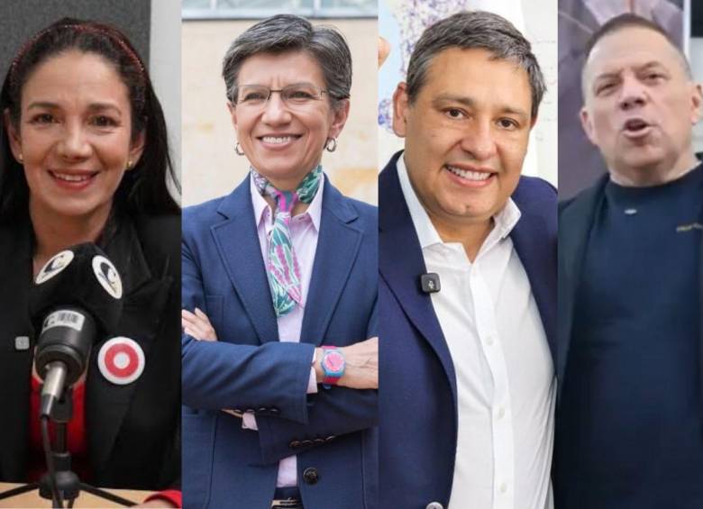 Cuatro de los cinco candidatos que solicitaron anticipos no pasaron el umbral: Sondra Macollins, Claudia López, Mauricio Lizcano y Santiaf¿go Botero. FOTOS: EL COLOMBIANO, Alcaldía de Bogotá, @MauricioLizcano y @SantiBotero2026