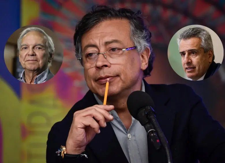 A la izquierda, el exministro de Hacienda, Ricardo Bonilla; en el centro, el presidente Gustavo Petro; a la derecha, el exministro del Interior, Luis Fernando Velasco. FOTOS: COLPRENSA