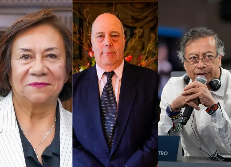 Rosa Villavicencio, canciller; Daniel García-Peña, embajador de Colombia en Estados Unidos y Gustavo Petro, presidente de Colombia. FOTO: COLPRENSA Y PRESIDENCIA.