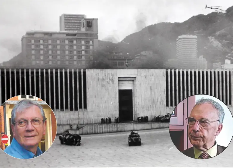 A la izquierda: magistrado Hernando Tapias. Derecha: magistrado Reynaldo Arciniegas, sobrevivientes del holocausto del Palacio de Justicia. Foto: redes sociales, captura de pantalla y Colprensa