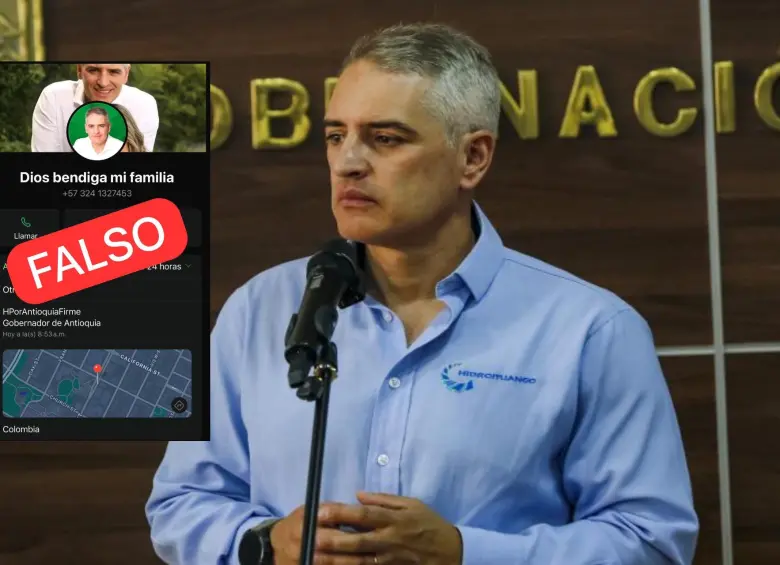 Adelante, el perfil falso donde estarían haciendo las estafas. Atrás, el gobernador Rendón. Foto: Andrés Camilo Suárez Echeverry