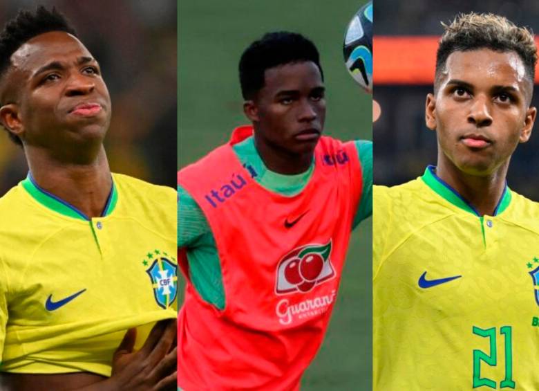 Vinicius, Endrick y Rodrygo son futbolistas brasileños pertenecientes al Real Madrid. FOTOS AFP