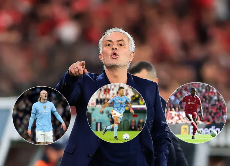 Enrique Riquelme y Florentino Pérez tienen en sus promesas figuras como Haaland, Rodri, Konaté y Mourinho. Fotos: Getty Images