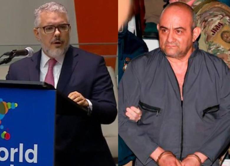 El expresidente de Colombia, Iván Duque, y alias Otoniel. FOTO: Colprensa y Twitter @IvanDuque