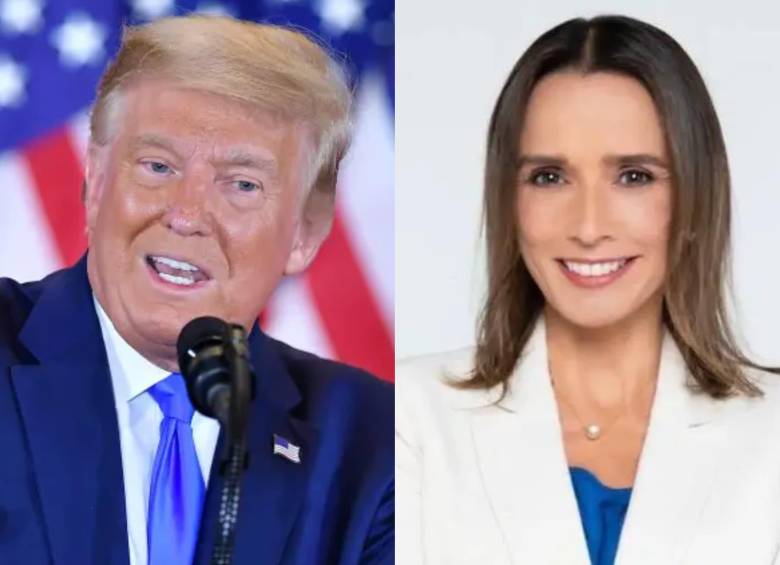 El presidente de Estados Unidos, Donald Trump, y la embajadora de Colombia ante ese país, María Consuelo Araújo. Foto: AFP/Cortesía.