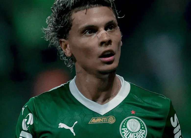 Richard Ríos en medio de un partido con Palmeiras en la Liga de Brasil. FOTO: Redes sociales de Palmeiras