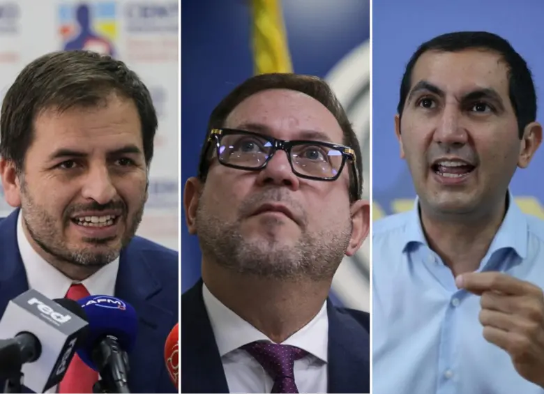 A la izquierda, Andrés Forero del Centro Democrático; en el centro, Lidio García del Partido Liberal; a la derecha, David Barguil del Partido Conservador. FOTOS: COLPRENSA