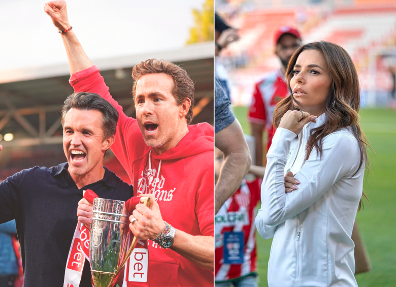 Rob McElhenney y Ryan Reynolds son los dueños del Wrexham y Eva Longora invirtió en el Necaxa de México. FOTO getty