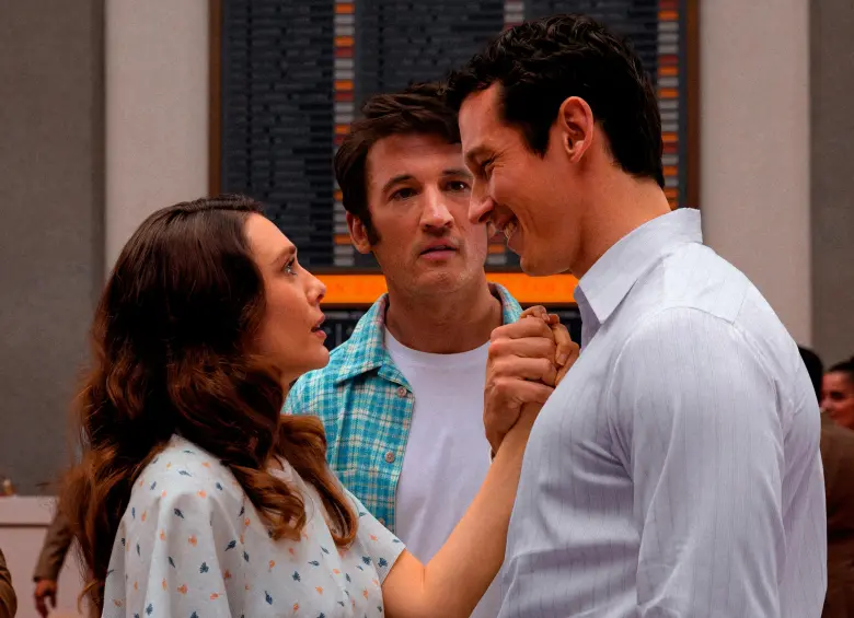 Elizabeth Olsen, Miles teller y Callum Turner son los protagonistas de Eternidad. FOTO Cortesía Apple TV