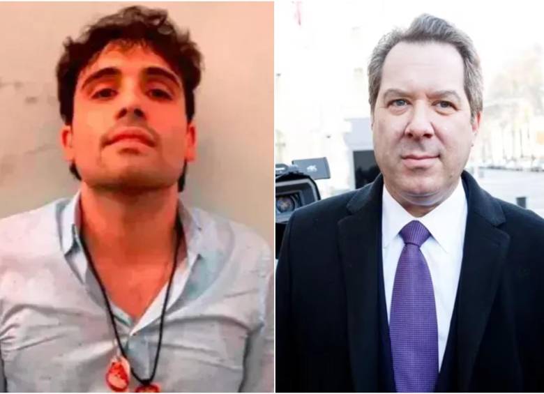 Ovidio Guzmán, hijo del líder criminal Joaquín “Chapo” Guzmán, y su abogado, Jeffrey Lichtman. FOTO: Cortesía y AFP