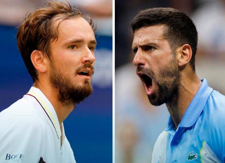 Medvedev y Djokovic se han enfrentado en 14 duelos, con 5 victorias para el ruso y 9 para el serbio (derecha). FOTO X (anteriormente Twitter) @settenisok