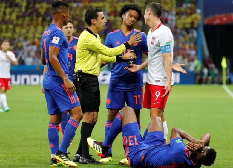 Ramos en el partido entre Colombia y Polonia en el Mundial de Rusia 2018. FOTO: GETTY