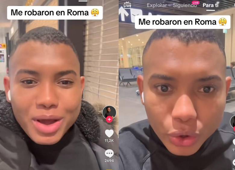Polo Polo contando en video sobre el robo que sufrió en Roma, Italia. FOTO: CAPTURA VIDEO TIKTOK
