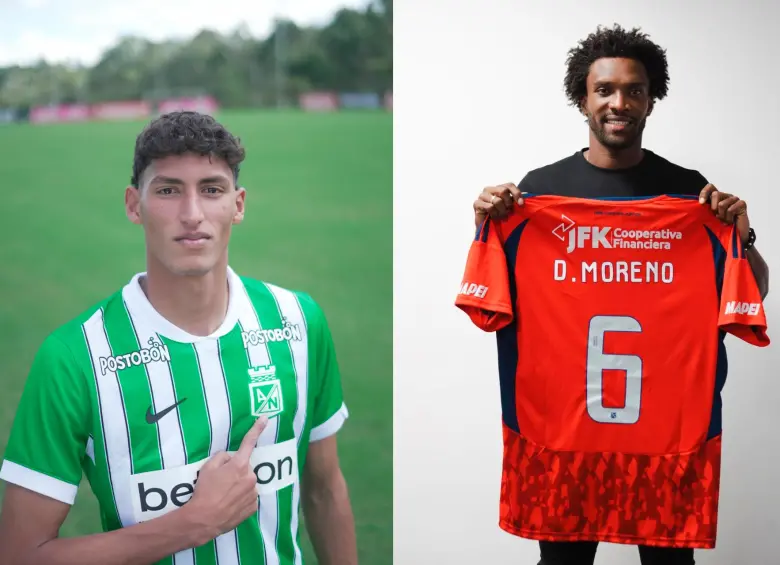 El arquero Kevin Cataño fue el tercer refuerzo que confirmó Nacional para 2026. Didier Moreno, el último que ha oficializado Independiente Medellín. Foto: cortesía Atlético Nacional y DIM 