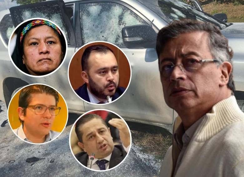 Se trataría de los congresistas Aida Quilcué, Julio César Triana, Jairo Castellanos y el precandidato presidencial asesinado Miguel Uribe Turbay. Foto: Colprensa.