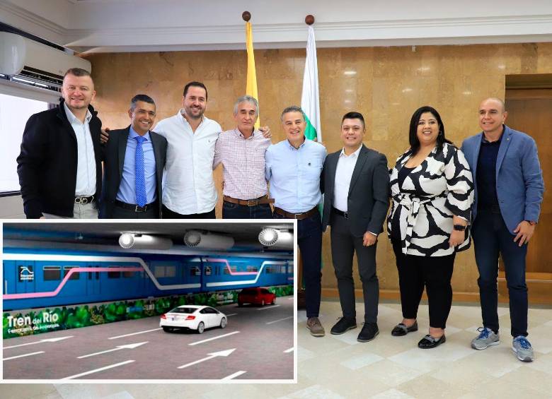 El gobernador de Antioquia y nueve alcaldes metropolitanos firmaron la carta en la que piden a Petro el aporte de la Nación para cofinanciar el Tren del Río. FOTO Cortesía