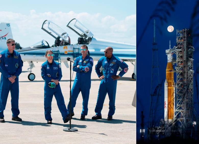 Los astronautas están listos para estrenar el nuevo cohete de la Nasa, llamado SLS. FOTOS Getty y Nasa.