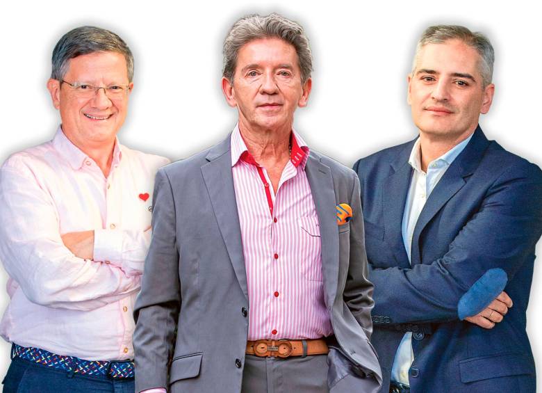 Luis Fernando Suárez, Luis Pérez y Andrés Julián Rendón definen quién se queda con la Gobernación. FOTO: EL COLOMBIANO