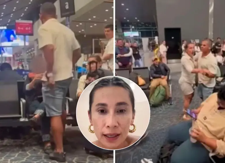 La agresión ocurrió en la sala de espera número 9 del aeropuerto El Dorado. FOTOS: Capturas de video
