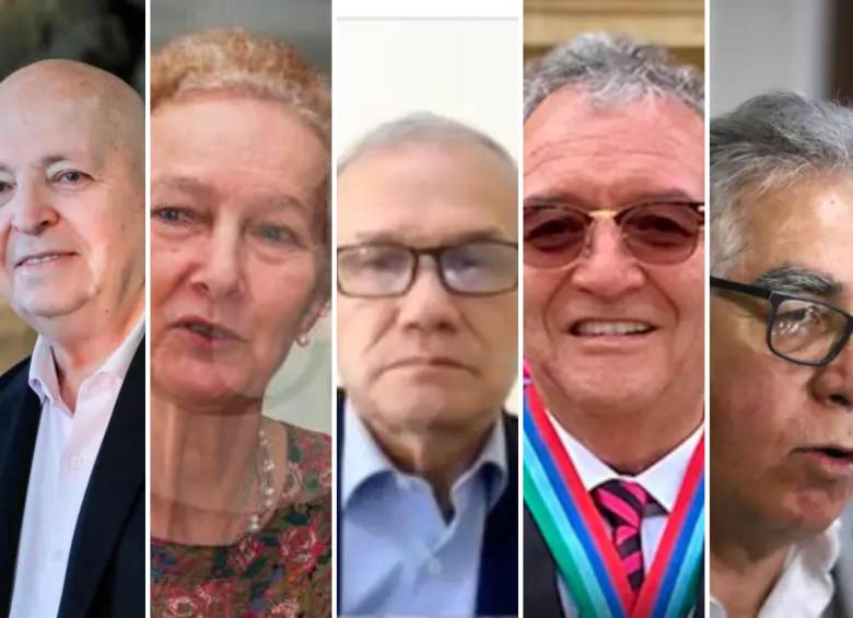 De izquierda a derecha: Otty Patiño, Vera Gave, Carlos Ramón González, Jorge Lemus y Augusto Rodríguez. FOTOS: COLPRENSA Y CAPTURAS DE PANTALLA.