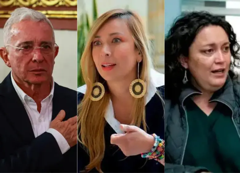 Álvaro Uribe, Katherine Miranda y Angélica Lozano resultaron “quemados” en las elecciones de 2026 al Senado. FOTOS: Julio Herrera – El Colombiano