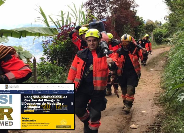 Adelante, la nueva plataforma Sirmed. Atrás, bomberos de Medellín atendiendo una emergencia. FOTOS: Laura Rosa Jiménez Valencia y tomada de redes sociales
