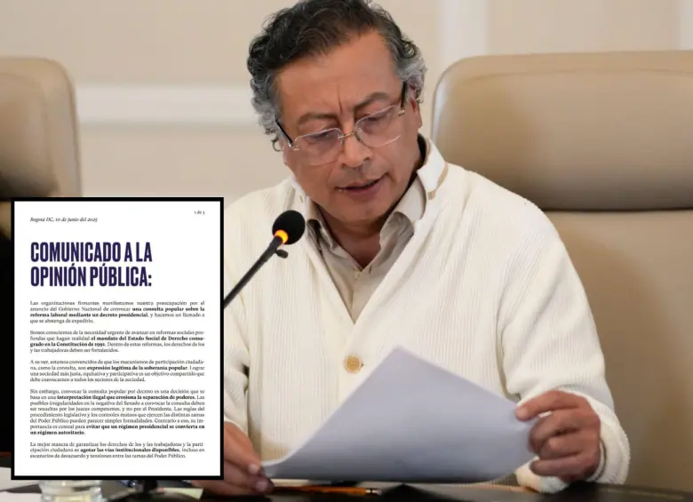 Varias oenegés firmaron un comunicado expresando su rechazo a la decisión presidencial de expedir la consulta popular vía decreto y le hicieron un pedido al Gobierno Nacional y al legislativo. Fotos: Presidencia y Cortesía