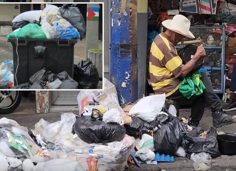 Así están algunas calles del municipio de Bello a raíz de la problemática con las basuras. FOTO: Cortesía.