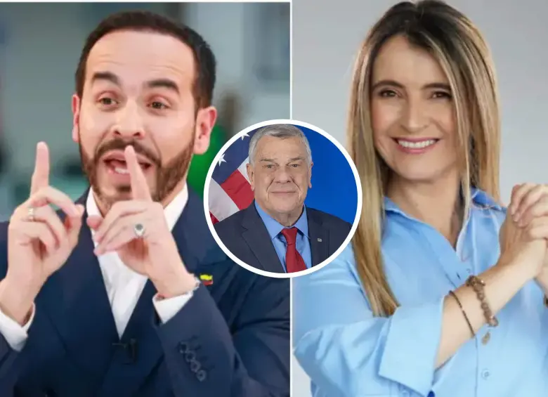 La semana pasada circularon imágenes de coronas fúnebres con los nombres de Paloma Valencia y Abelardo de la Espriella. Foto: Manuel Saldarriaga/Colprensa/Departamento de Estado.